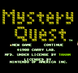 Mystery Quest Title Screen